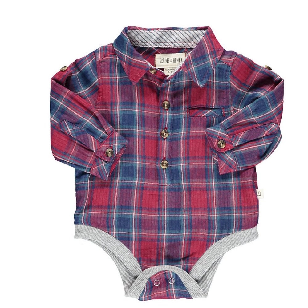 Red and Blue Plaid Onesie (3mo -24mo)